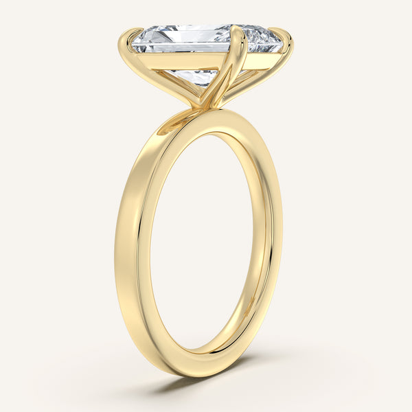 Radiant Cut Flat Band Engagement Ring | 14k Yellow Gold