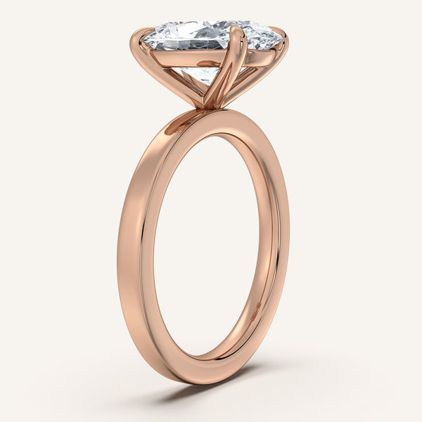 Oval Flat Band Engagement Ring | 14k Rose Gold