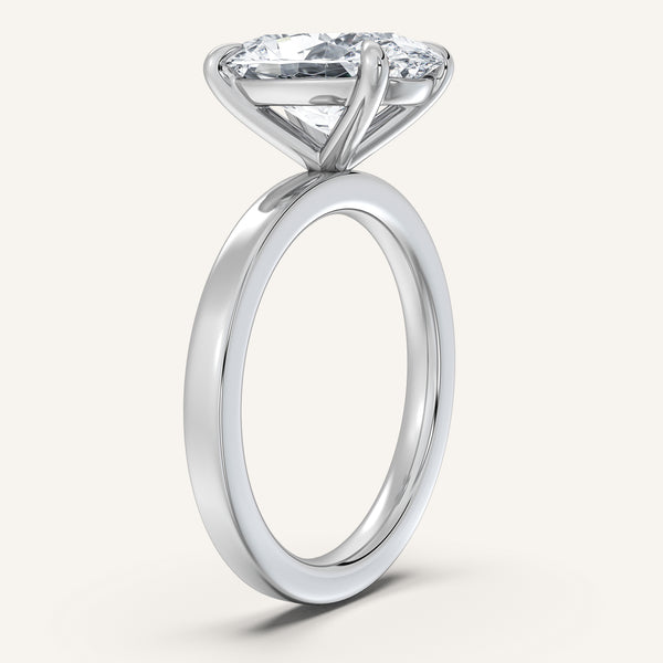 Oval Flat Band Engagement Ring | 14k White Gold