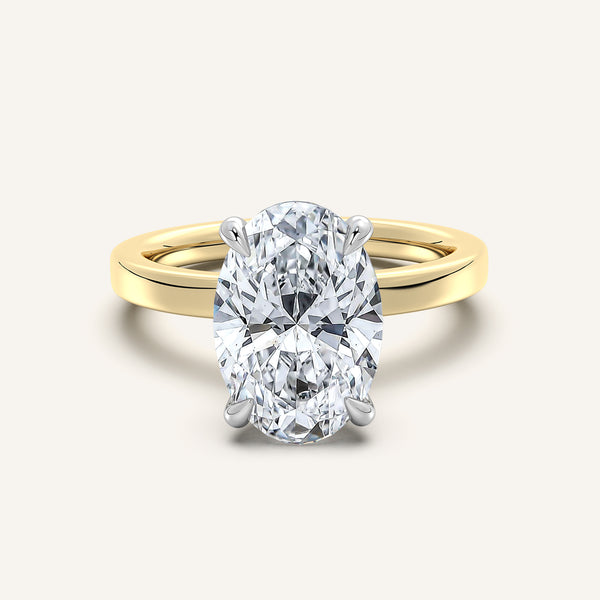 Petite Square Shank Engagement Ring | 18k Two Tone