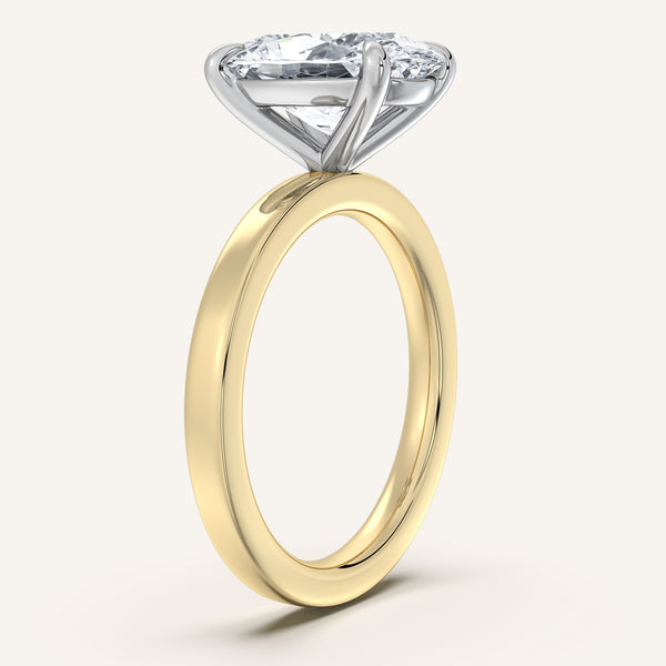 Oval Flat Band Engagement Ring | 18k Two Tone