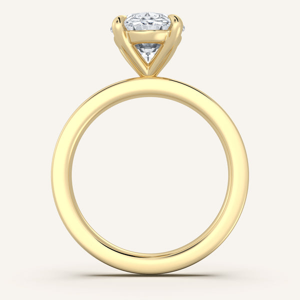 Oval Flat Band Engagement Ring | 18k Yellow Gold