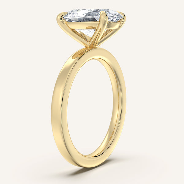Oval Flat Band Engagement Ring | 18k Yellow Gold
