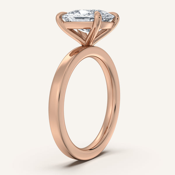 Cushion Cut Flat Band Engagement Ring | 14k Rose Gold