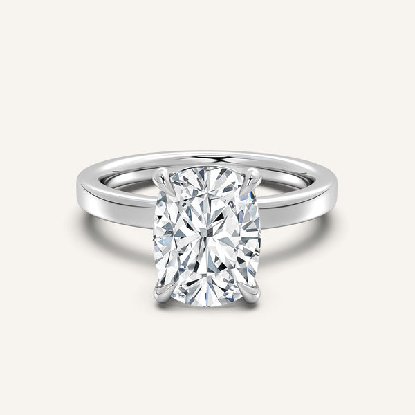 Petite Square Shank Engagement Ring | 14k White Gold