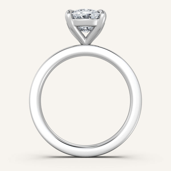 Petite Square Shank Engagement Ring | 18k White Gold