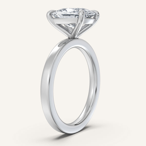Cushion Cut Flat Band Engagement Ring | Platinum