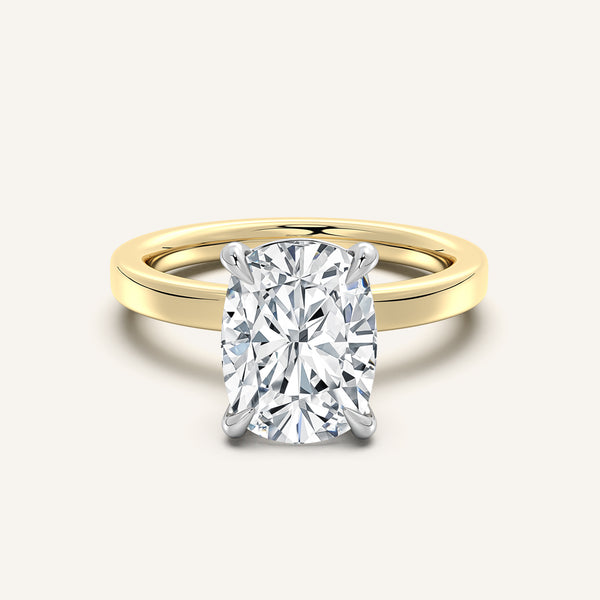 Petite Square Shank Engagement Ring | 14k Two Tone