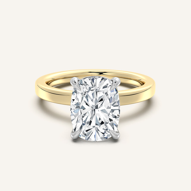 Image for Petite Square Shank Engagement Ring | 14k Two Tone