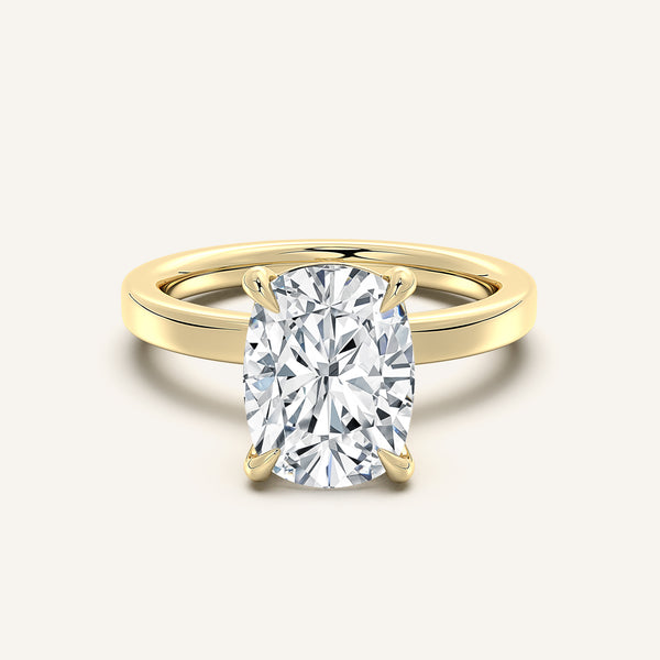 Petite Square Shank Engagement Ring | 14k Yellow Gold