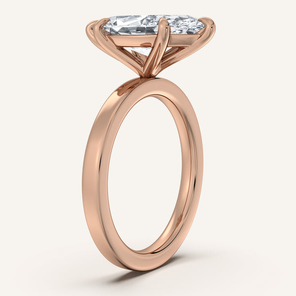 Marquise Flat Band Engagement Ring | 18k Rose Gold