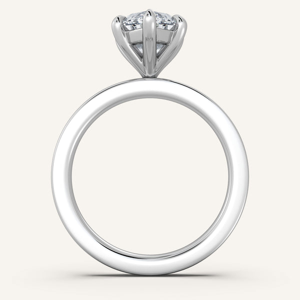 Petite Square Shank Engagement Ring | 14k White Gold