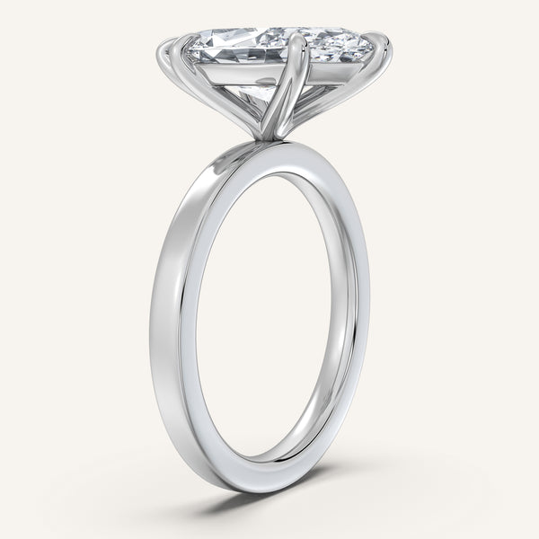 Marquise Flat Band Engagement Ring | 18k White Gold