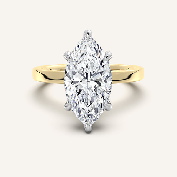 Petite Square Shank Engagement Ring | 18k Two Tone