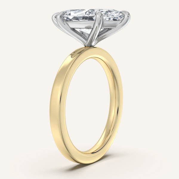 Marquise Flat Band Engagement Ring | 14k Two Tone