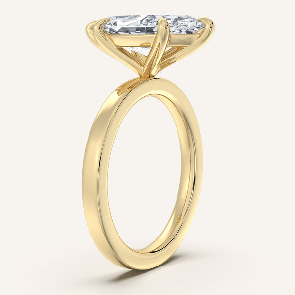Marquise Flat Band Engagement Ring | 18k Yellow Gold