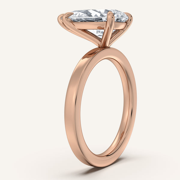 Pear Shape Flat Band Engagement Ring | 14k Rose Gold