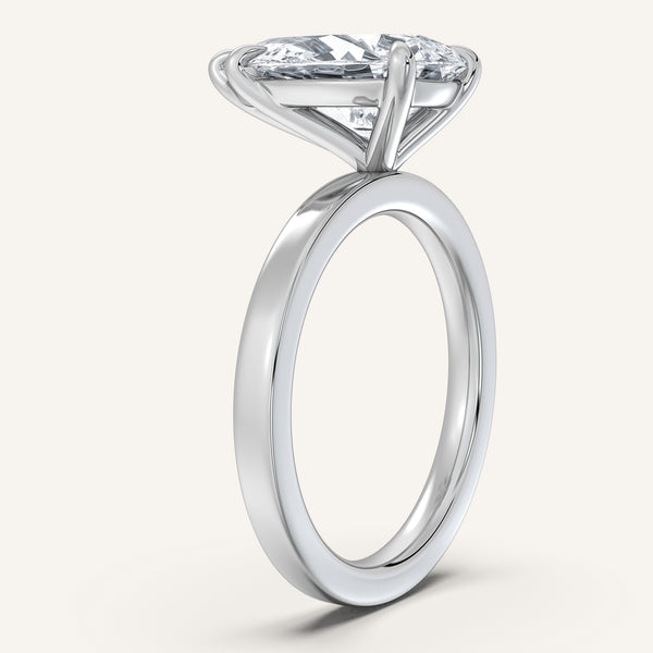 Pear Shape Flat Band Engagement Ring | 18k White Gold