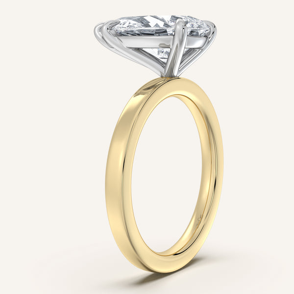 Pear Shape Flat Band Engagement Ring | 18k Two Tone