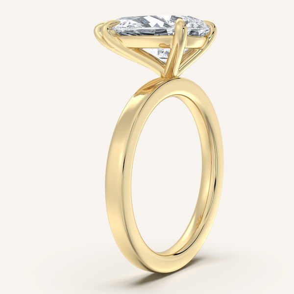 Pear Shape Flat Band Engagement Ring | 14k Yellow Gold