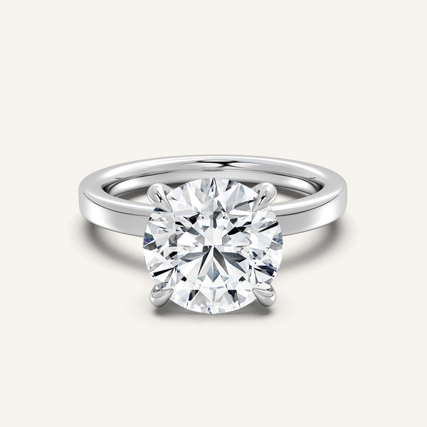 Petite Square Shank Engagement Ring | 18k White Gold