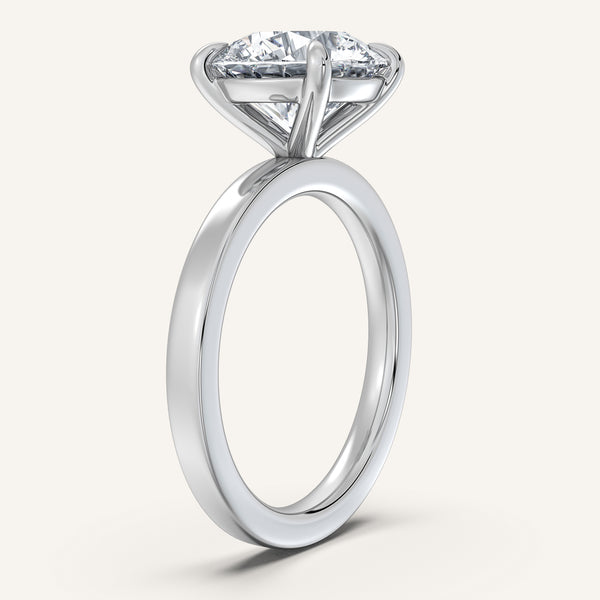 Round Flat Band Engagement Ring | Platinum