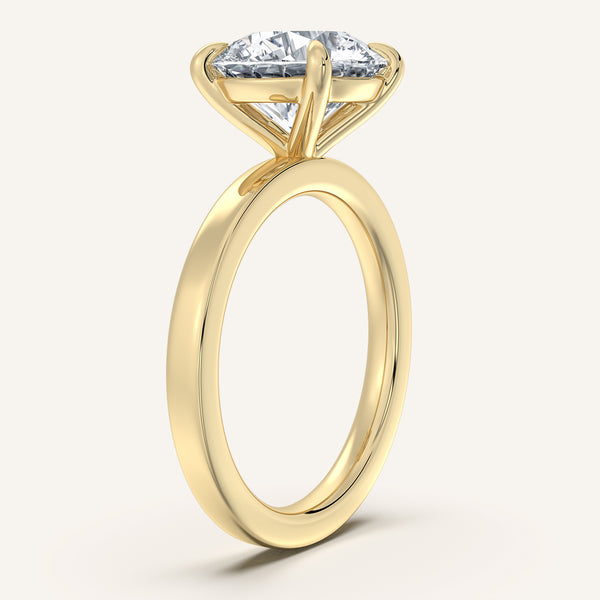 Round Flat Band Engagement Ring | 14k Yellow Gold