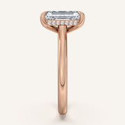 Image for Emerald Cut Cathedral Hidden Halo Engagement Ring | 14k Rose Gold