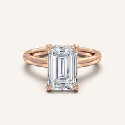 Image for Emerald Cut Cathedral Hidden Halo Engagement Ring | 18k Rose Gold