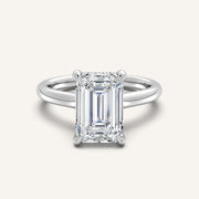 Image for Emerald Cut Cathedral Hidden Halo Engagement Ring | 14k White Gold