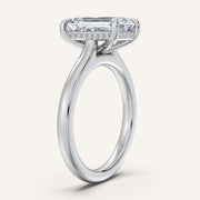 Image for Emerald Cut Cathedral Hidden Halo Engagement Ring | Platinum