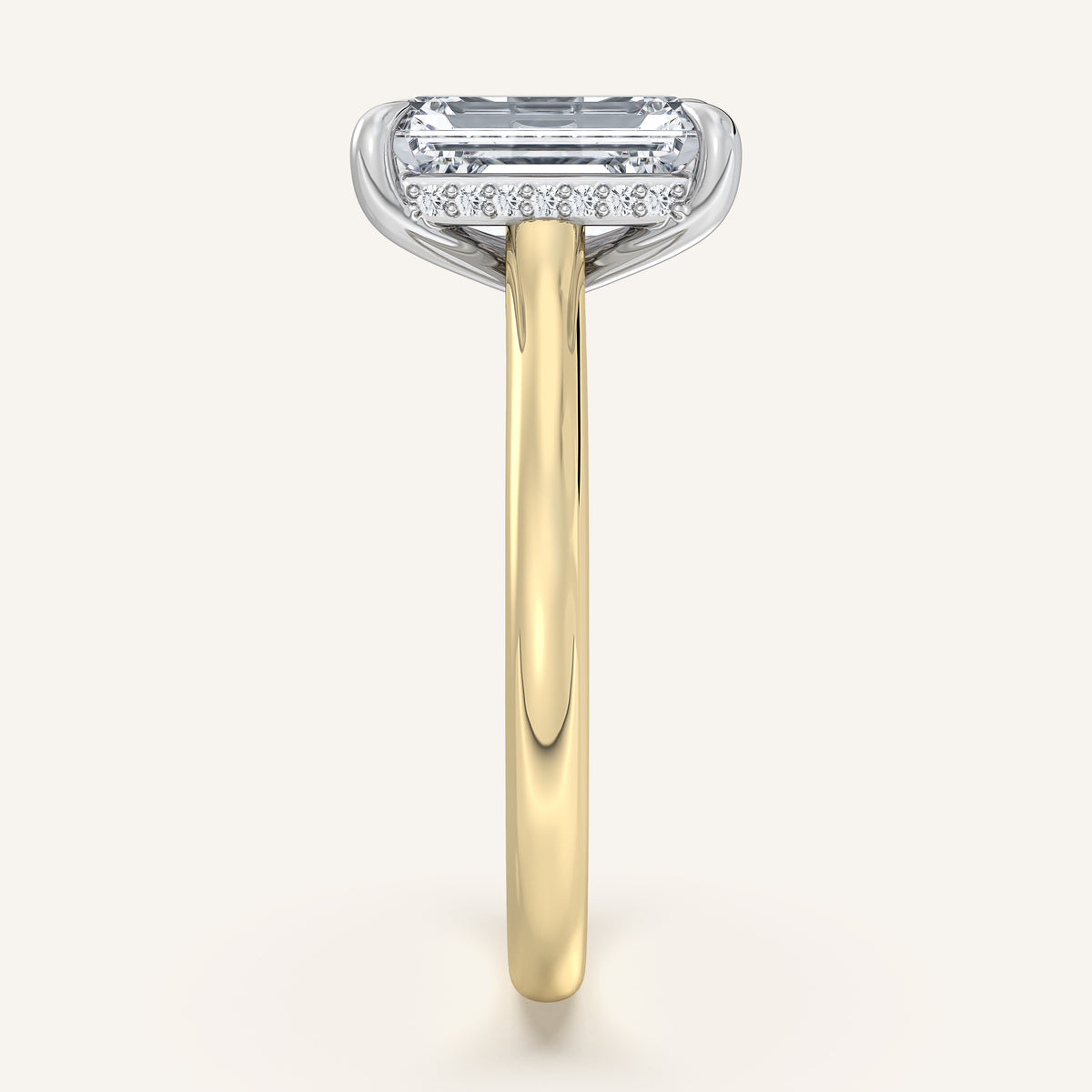 Image for Emerald Cut Cathedral Hidden Halo Engagement Ring | 14k Two Tone