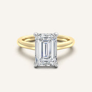 Image for Emerald Cut Cathedral Hidden Halo Engagement Ring | 14k Two Tone