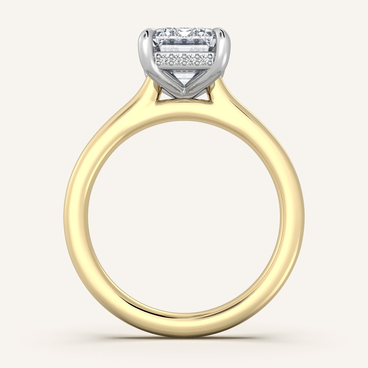 Image for Emerald Cut Cathedral Hidden Halo Engagement Ring | 14k Two Tone