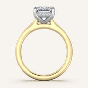 Image for Emerald Cut Cathedral Hidden Halo Engagement Ring | 18k Two Tone