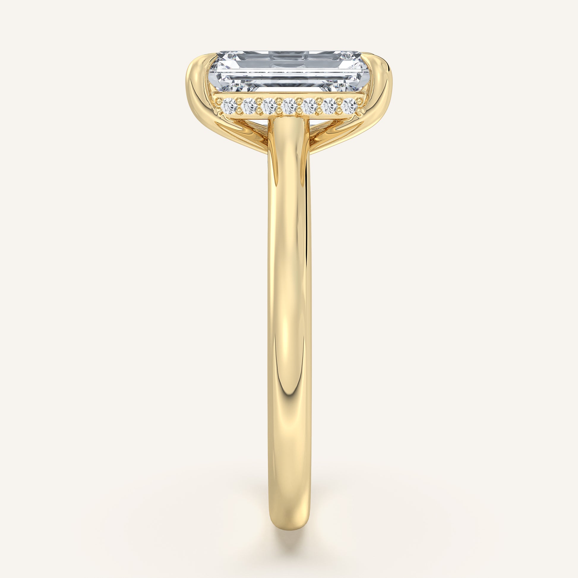 Cathedral Hidden Halo Engagement Ring | 14k Yellow Gold