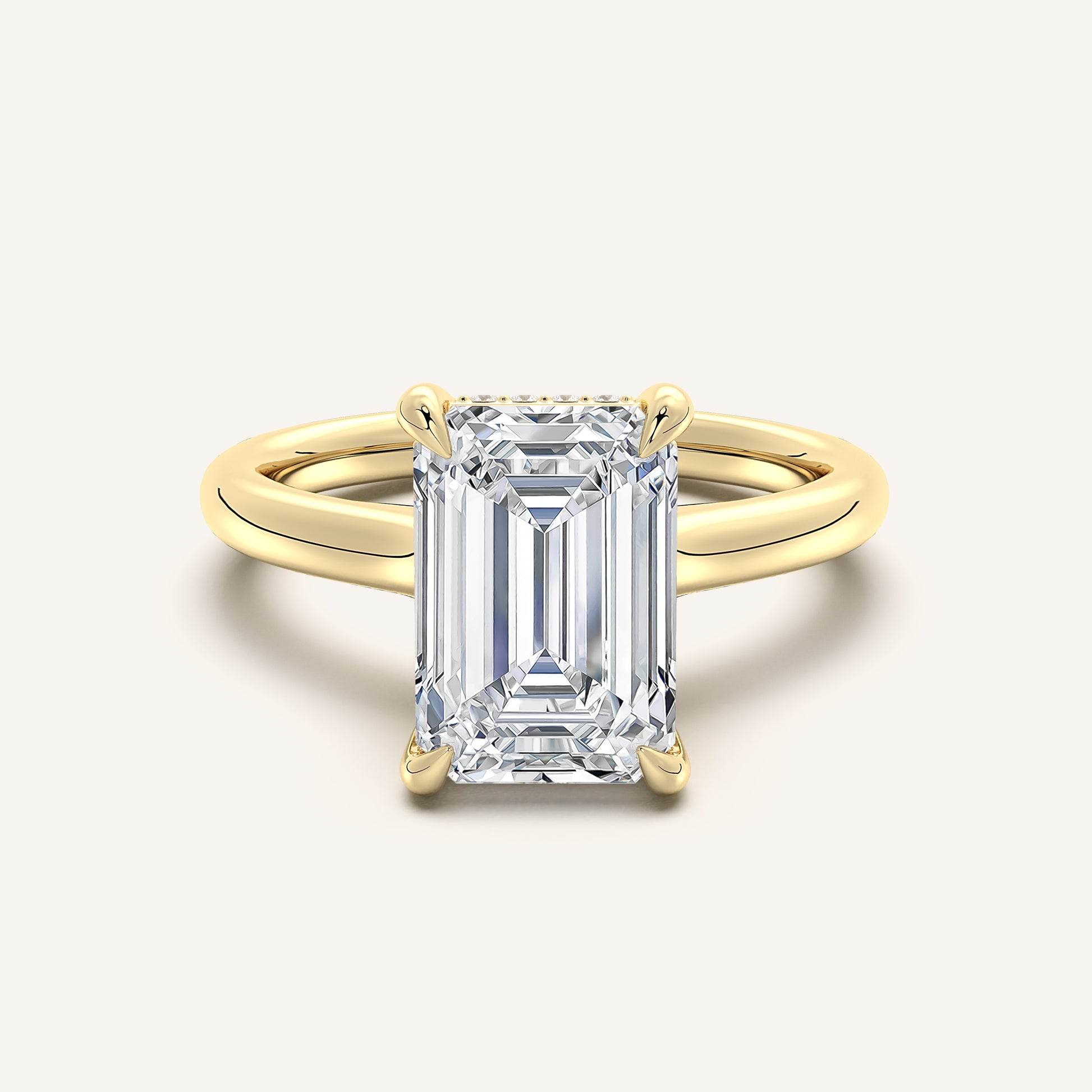 Cathedral Hidden Halo Engagement Ring | 14k Yellow Gold