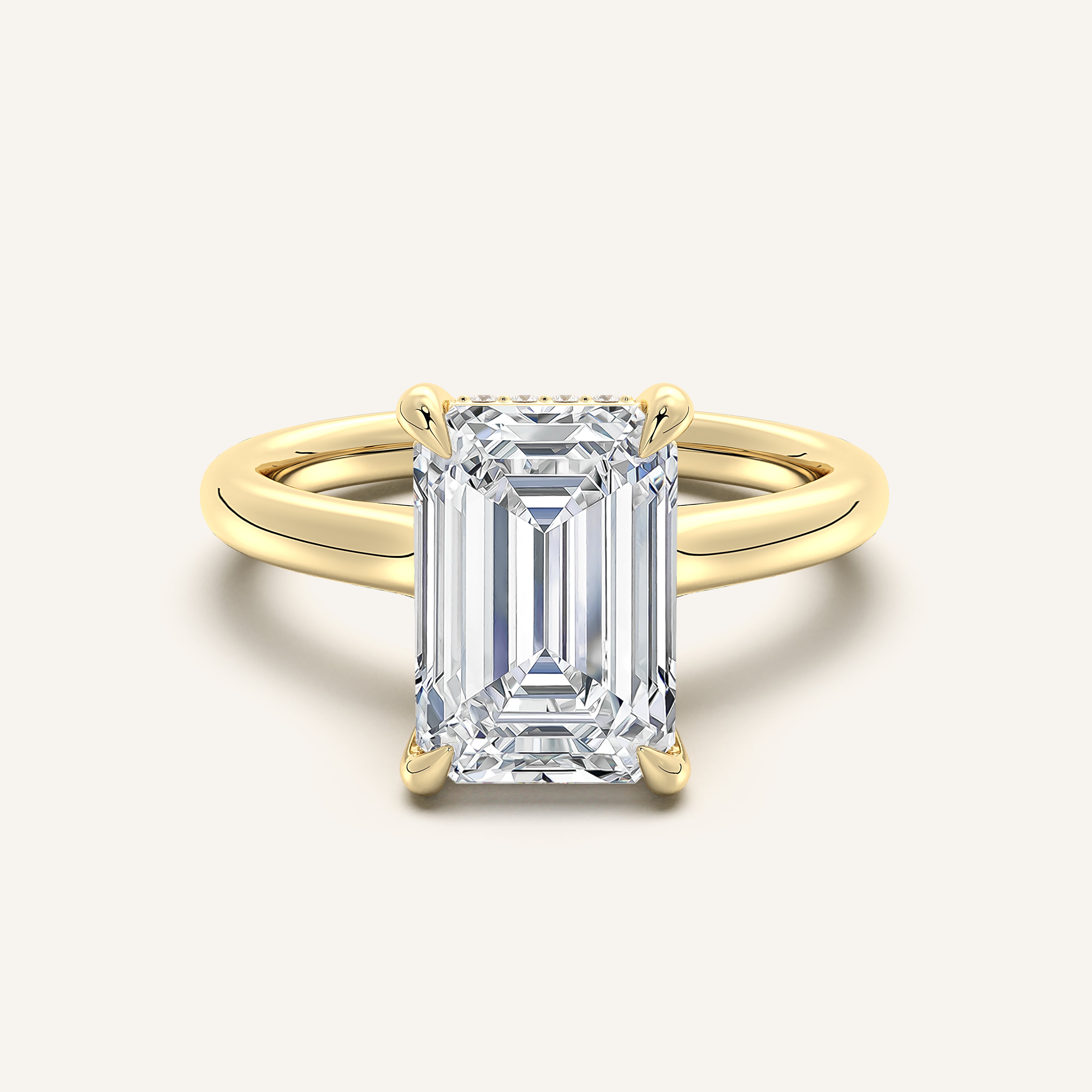 Image for Emerald Cut Cathedral Hidden Halo Engagement Ring | 14k Yellow Gold