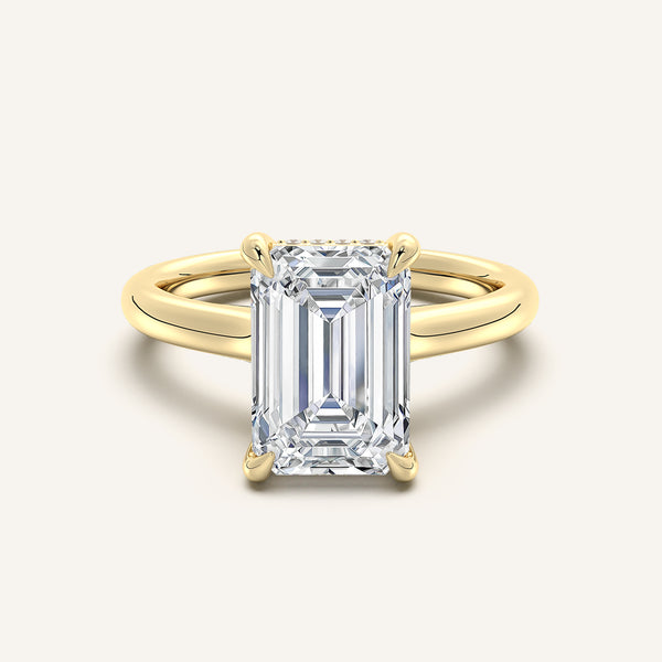 Cathedral Hidden Halo Engagement Ring | 14k Yellow Gold