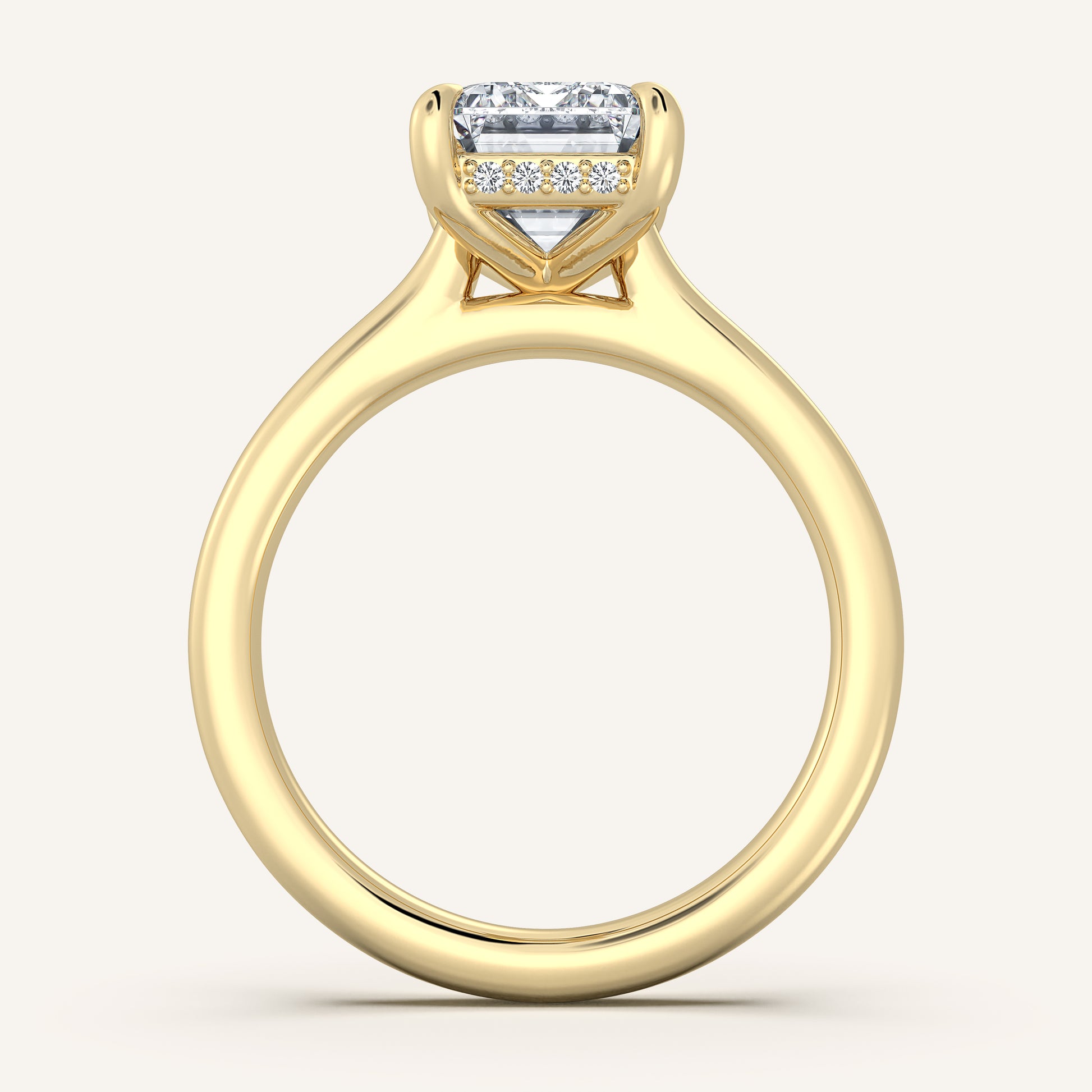 Cathedral Hidden Halo Engagement Ring | 14k Yellow Gold