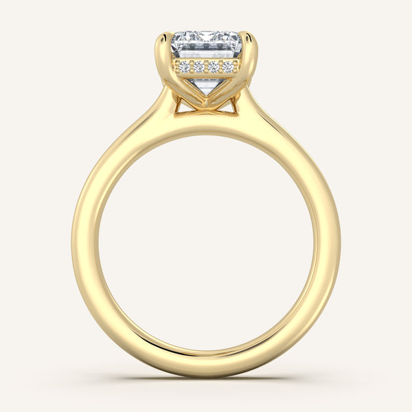 Cathedral Hidden Halo Engagement Ring | 18k Yellow Gold