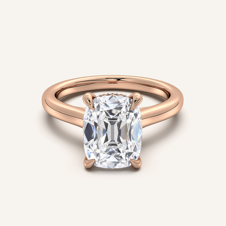 Image for Old Mine Cut Cathedral Hidden Halo Engagement Ring | 18k Rose Gold