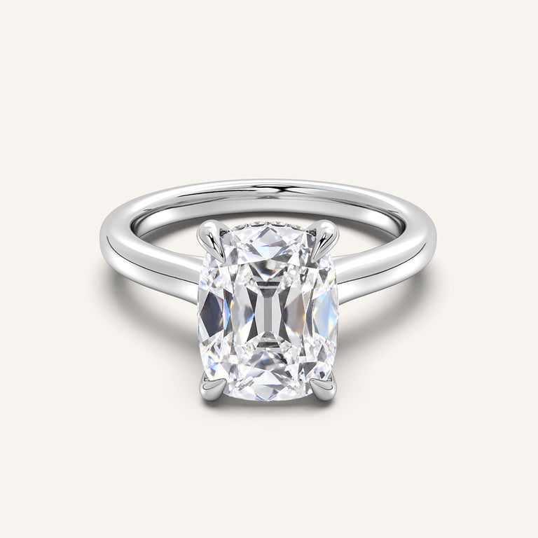 Image for Old Mine Cut Cathedral Hidden Halo Engagement Ring | Platinum