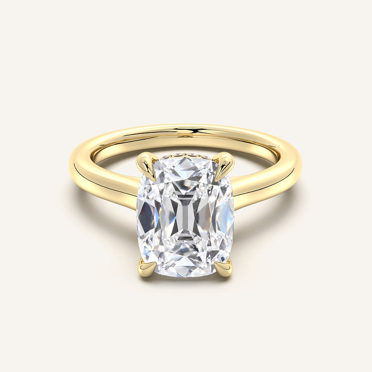 Image for Old Mine Cut Cathedral Hidden Halo Engagement Ring | 18k Yellow Gold