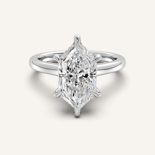Dutch Marquise Cathedral Hidden Halo Engagement Ring | Platinum