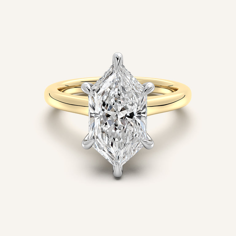 Image for Dutch Marquise Cathedral Hidden Halo Engagement Ring | 18k Two Tone