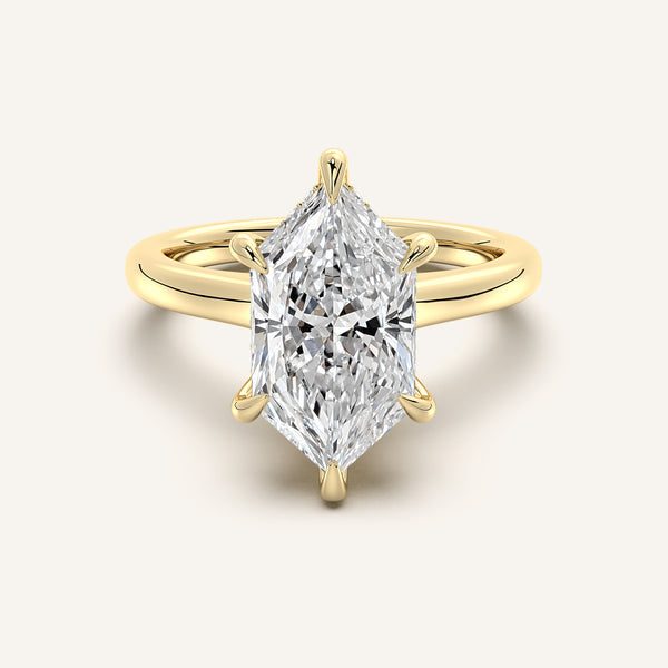 Dutch Marquise Cathedral Hidden Halo Engagement Ring | 18k Yellow Gold