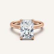 Image for Radiant Cut Cathedral Hidden Halo Engagement Ring | 18k Rose Gold