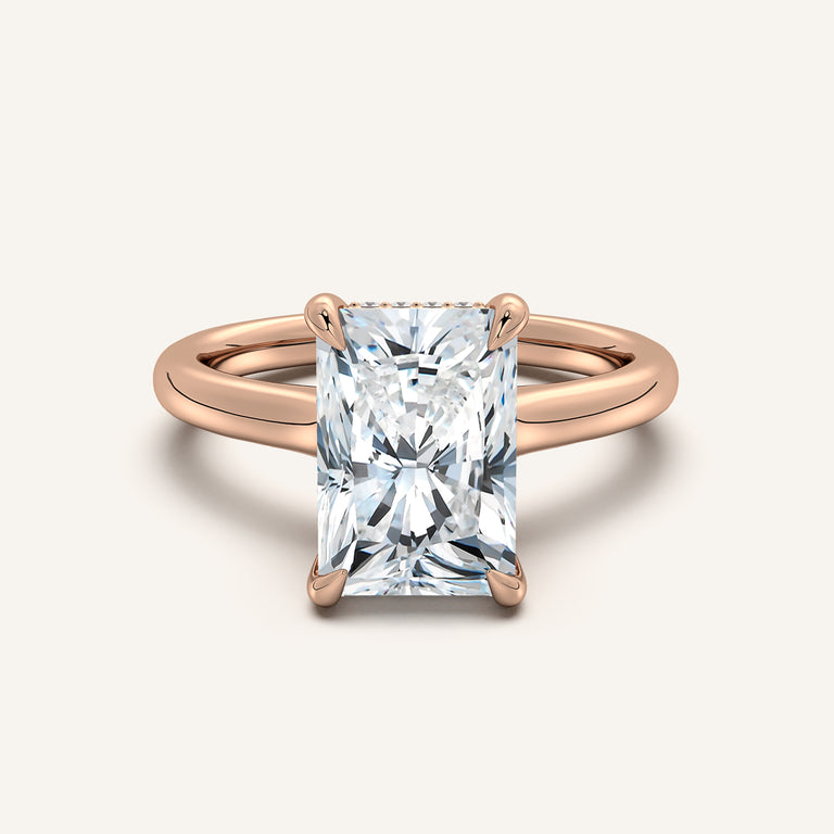 Image for Radiant Cut Cathedral Hidden Halo Engagement Ring | 18k Rose Gold