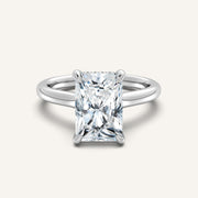 Image for Radiant Cut Cathedral Hidden Halo Engagement Ring | 14k White Gold